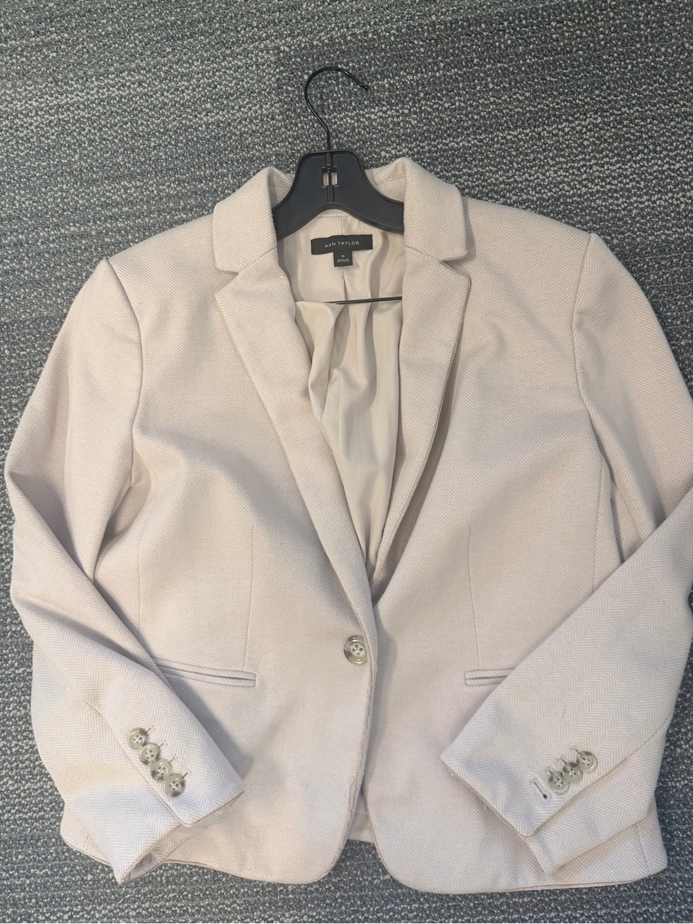 Ann Taylor Women's Light Pink Textured Single-Button Blazer